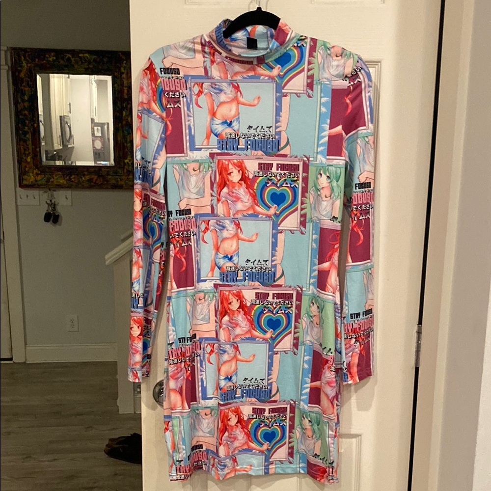Anime Graphic Long Sleeve Dress